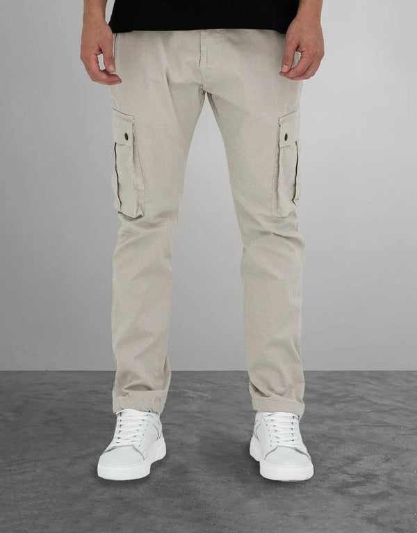 Fade Essential Stone Cargo Pants: Durable Cotton-Elastane, Mid-Rise, Cuffed Jogger Style