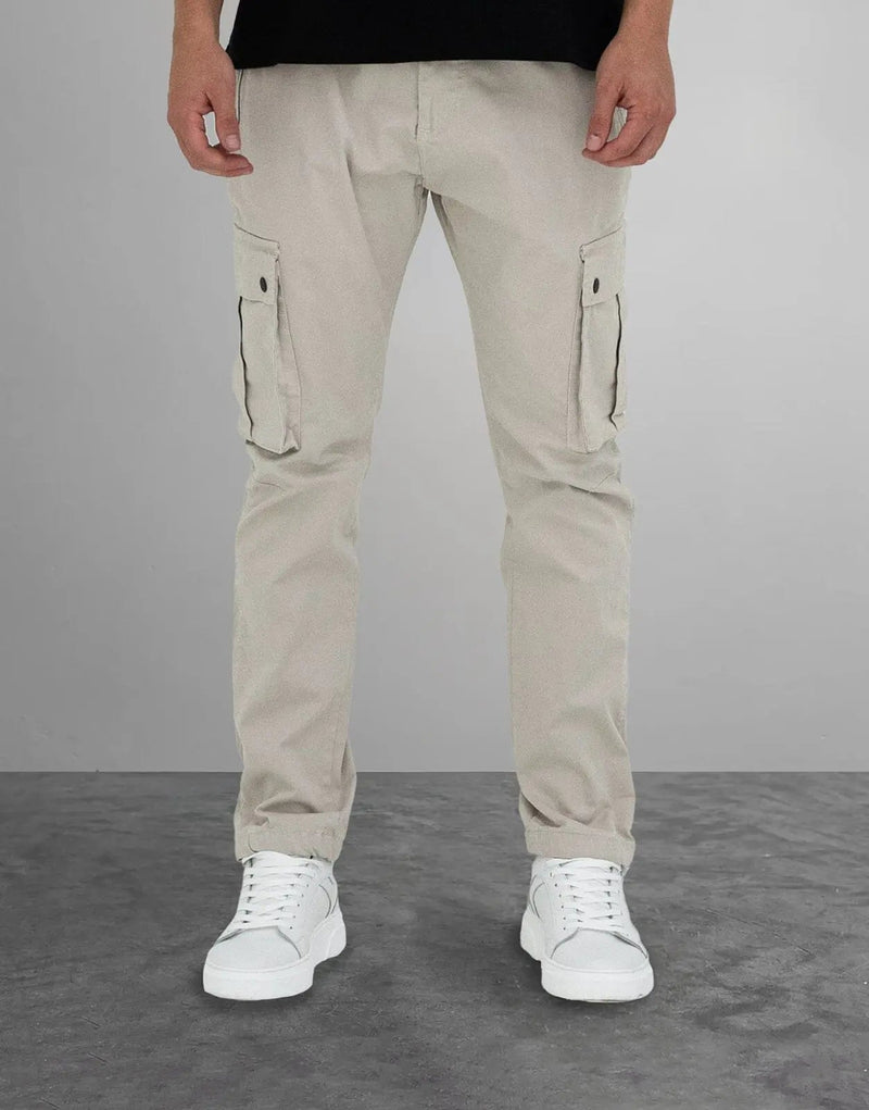 Fade Essential Stone Cargo Pants: Durable Cotton-Elastane, Mid-Rise, Cuffed Jogger Style