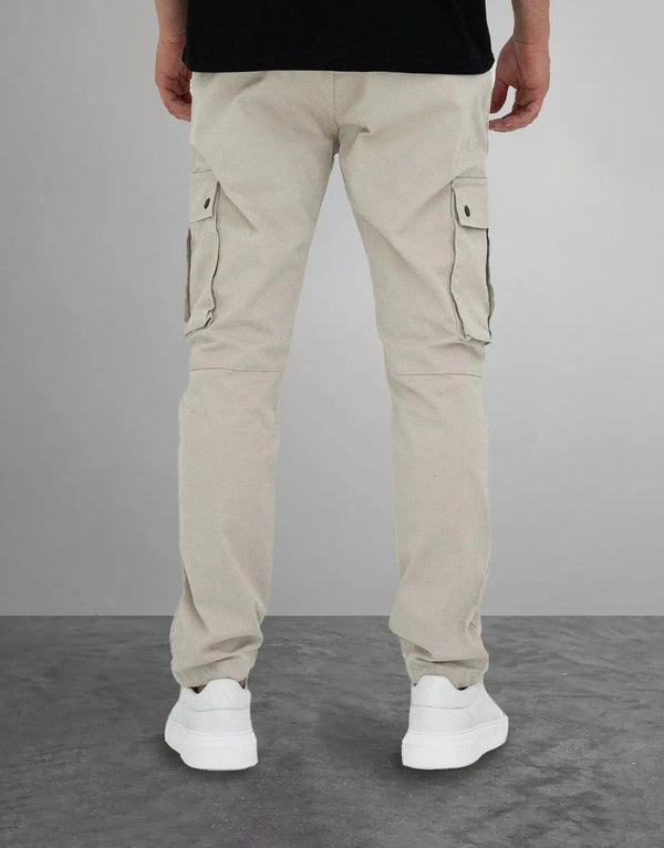 Fade Essential Stone Cargo Pants: Durable Cotton-Elastane, Mid-Rise, Cuffed Jogger Style