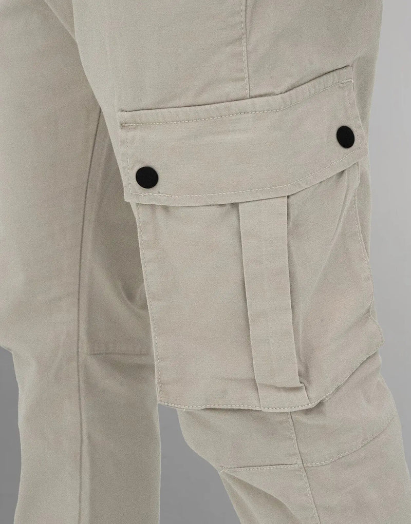 Fade Essential Stone Cargo Pants: Durable Cotton-Elastane, Mid-Rise, Cuffed Jogger Style