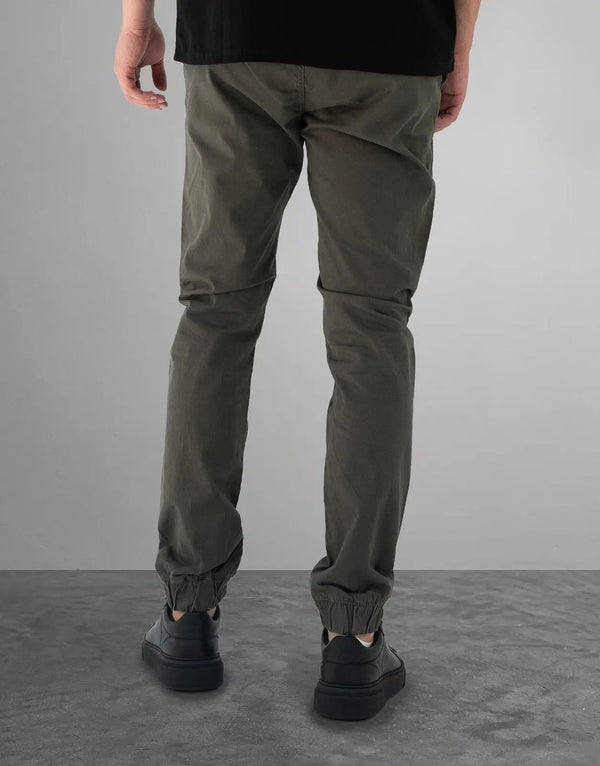 Premium Men's Green Cuffed Joggers: Comfortable Cotton Blend, Mid-Rise Fit