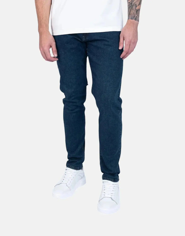 Men's Fade Essential Dark Wash Slim Tapered Powerstretch Denim Jeans