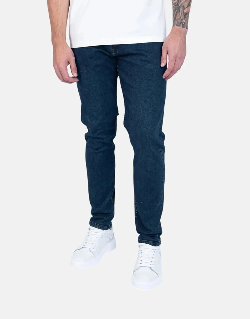Men's Fade Essential Dark Wash Slim Tapered Powerstretch Denim Jeans