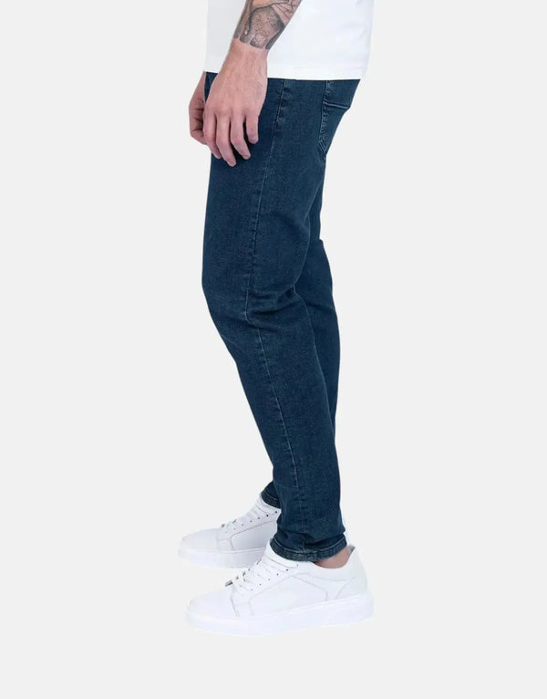 Men's Fade Essential Dark Wash Slim Tapered Powerstretch Denim Jeans