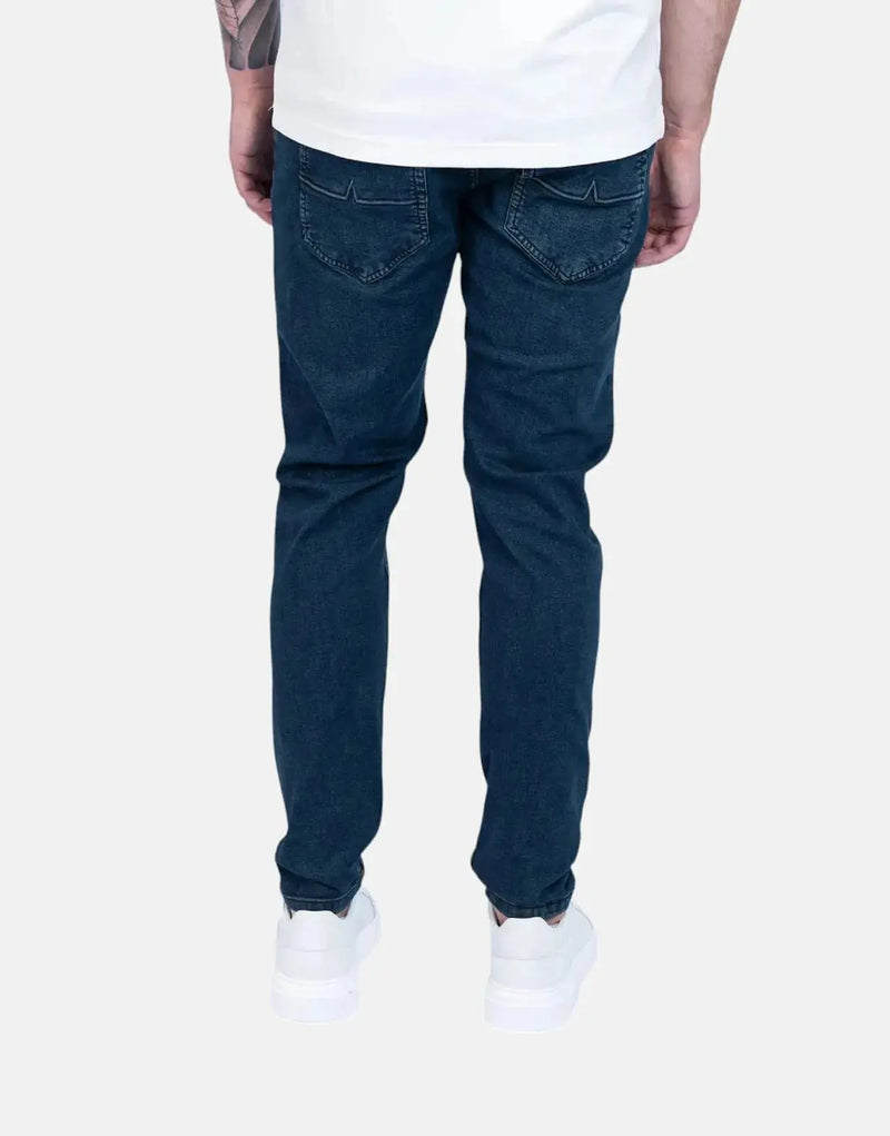 Men's Fade Essential Dark Wash Slim Tapered Powerstretch Denim Jeans