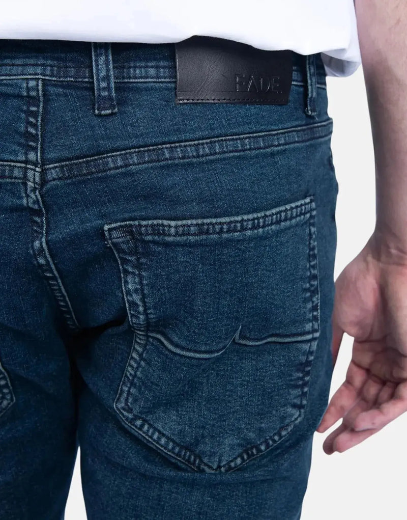 Men's Fade Essential Dark Wash Slim Tapered Powerstretch Denim Jeans