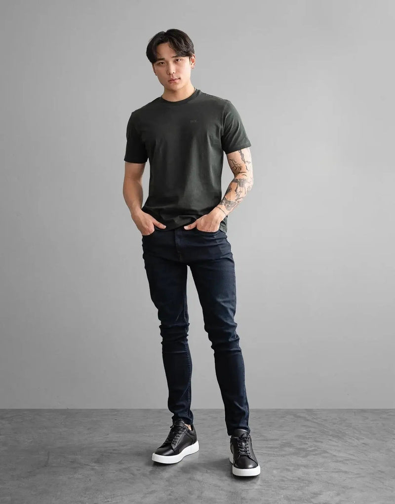 Fade Essential Green T-Shirt: Premium Slim-Fit Cotton Elastane Crew Neck