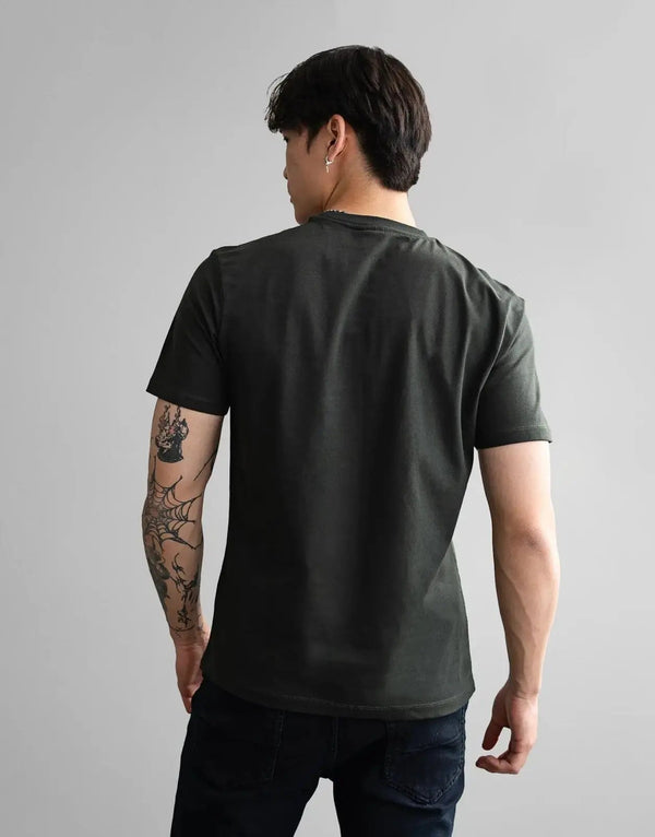 Fade Essential Green T-Shirt: Premium Slim-Fit Cotton Elastane Crew Neck