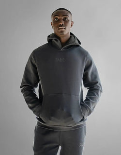 Fade Essential Hooded Grey Sweatshirt: Premium Cotton Blend Comfort for Men