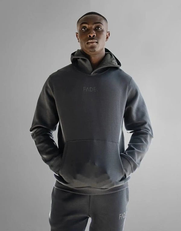 Fade Essential Hooded Grey Sweatshirt: Premium Cotton Blend Comfort for Men