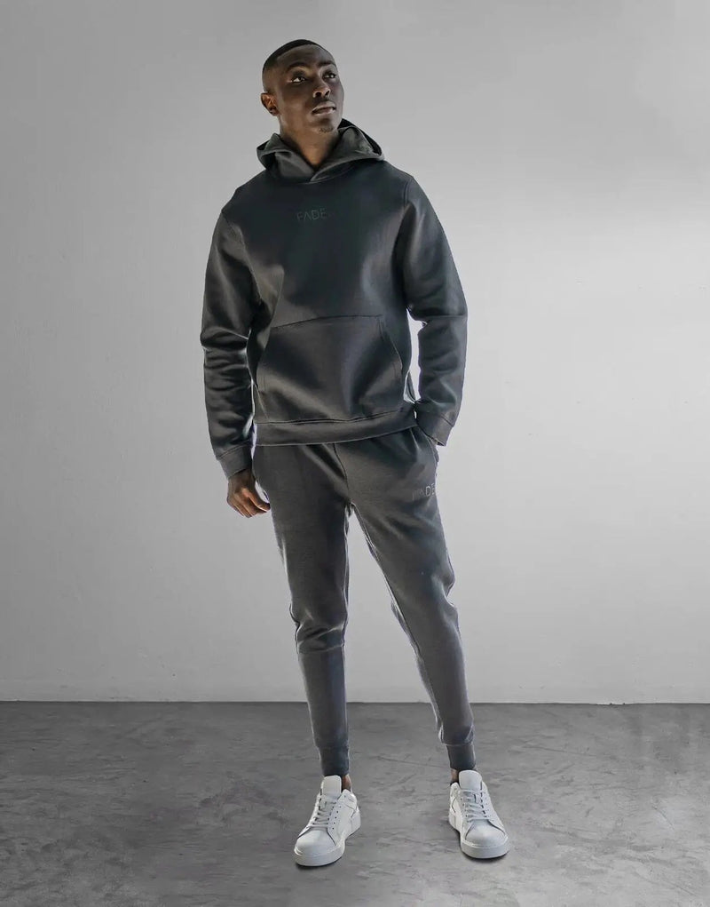 Fade Essential Hooded Grey Sweatshirt: Premium Cotton Blend Comfort for Men