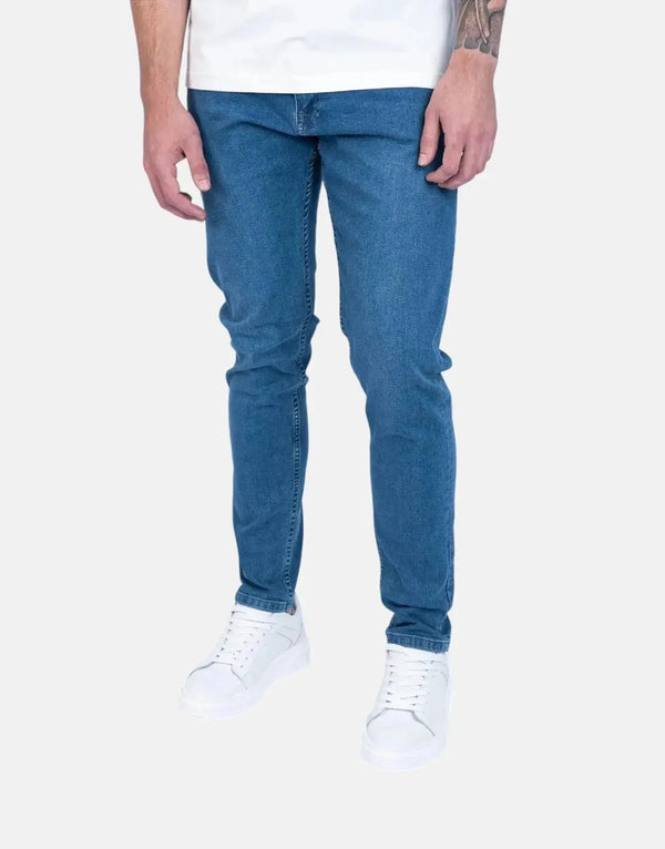 Fade Mid Wash Slim Tapered Jeans for Men - Powerstretch Comfort Denim