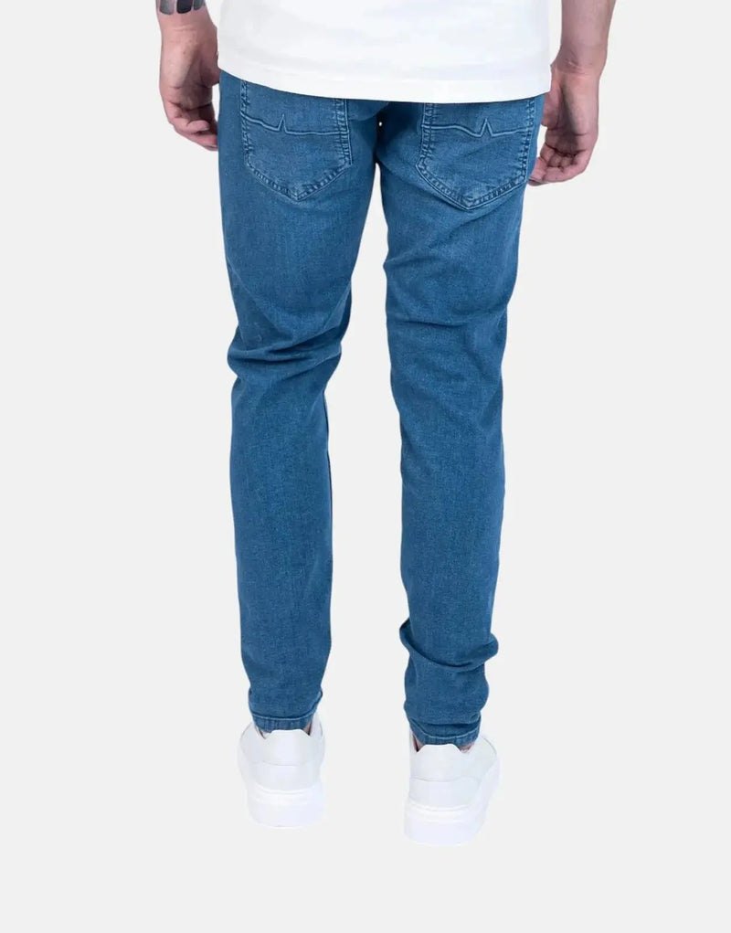 Fade Mid Wash Slim Tapered Jeans for Men - Powerstretch Comfort Denim