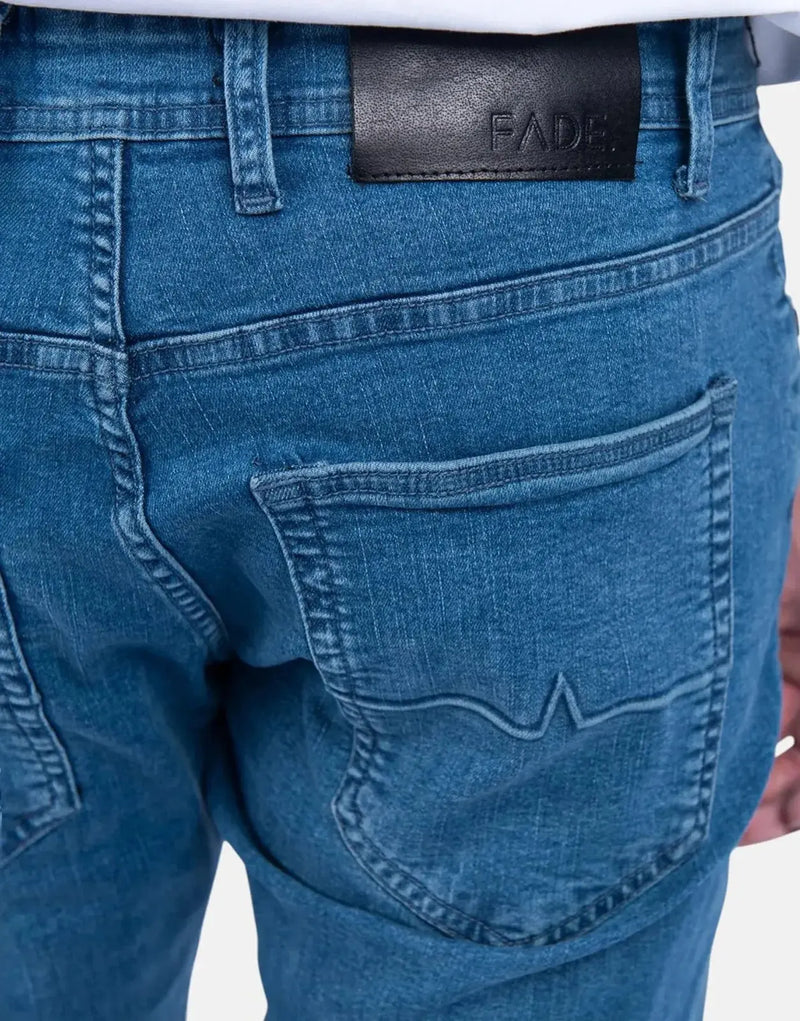 Fade Mid Wash Slim Tapered Jeans for Men - Powerstretch Comfort Denim