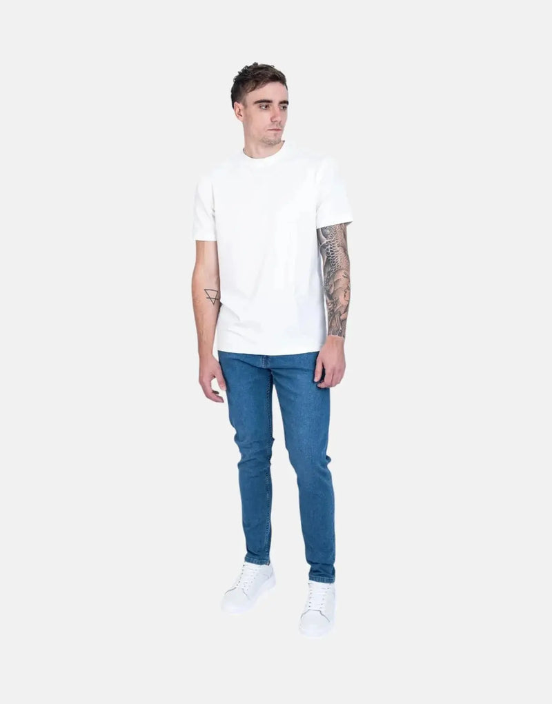 Fade Mid Wash Slim Tapered Jeans for Men - Powerstretch Comfort Denim