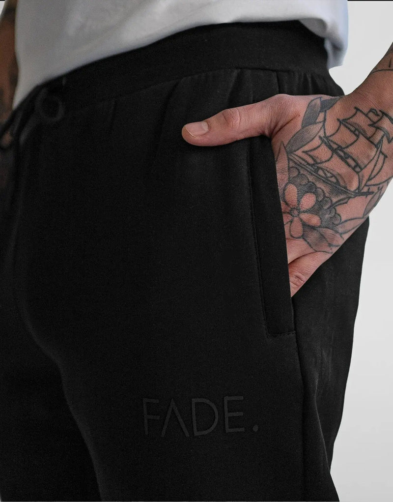 Fade Essential Black Sweatpants: Premium Stretch Cotton, Slim Tapered, Cuffed Comfort