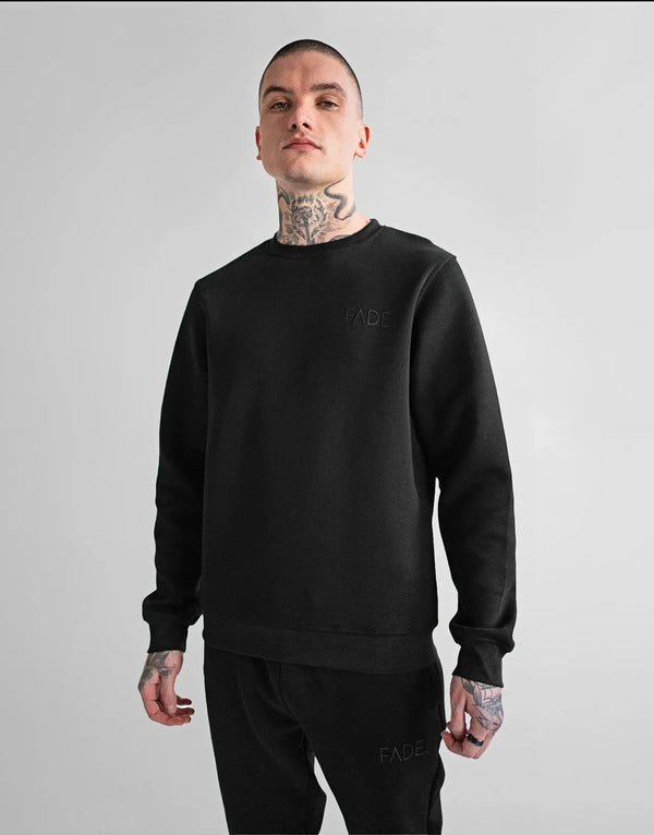 Ultimate Men's Fade Essential Black Slim Fit Stretch Cotton Sweatshirt