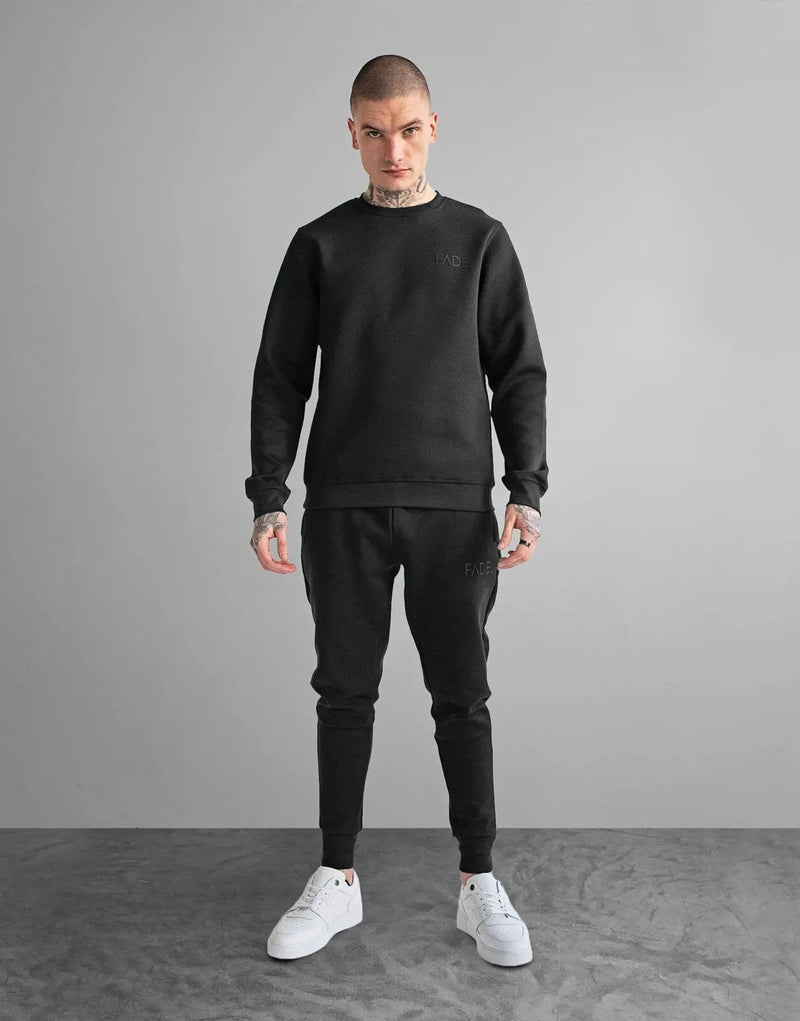 Ultimate Men's Fade Essential Black Slim Fit Stretch Cotton Sweatshirt
