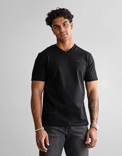 Fade Premium Essential V-Neck Black T-Shirt - Slim Fit Cotton Elastane Comfort