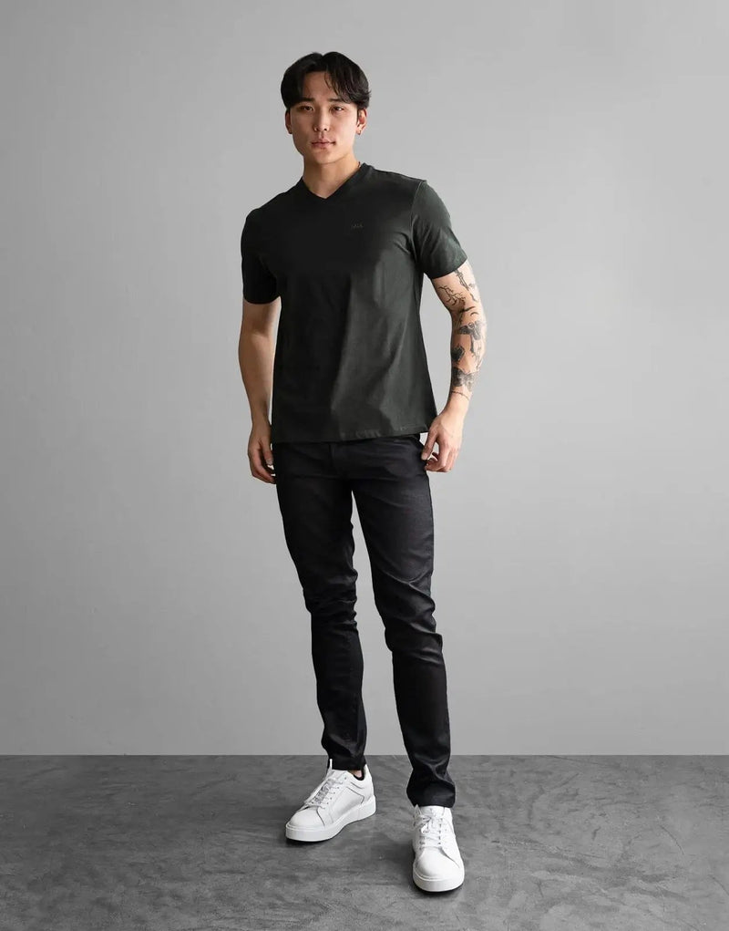 Men's Premium Fade Essential V-Neck T-Shirt - Soft Green Cotton Blend