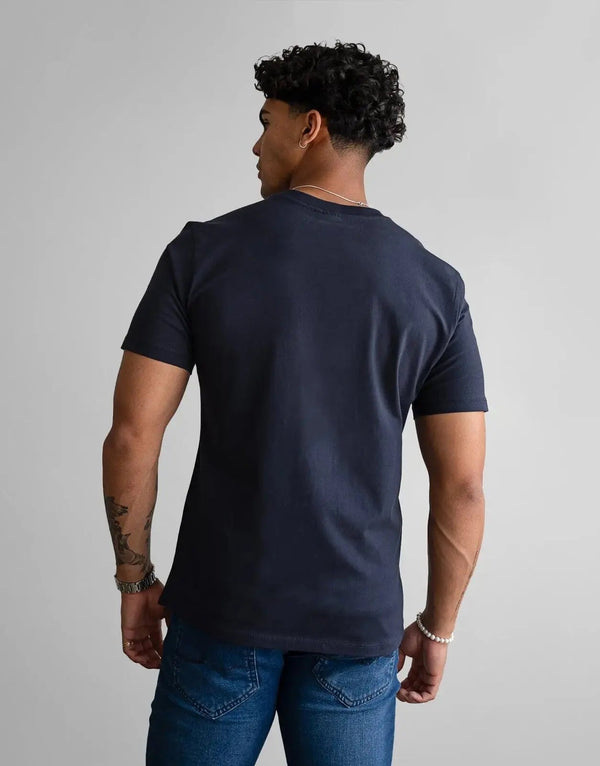 Fade Essential Navy V-Neck T-Shirt: Premium Cotton Blend, Slim Fit, Everyday Comfort