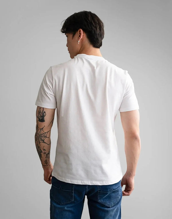 Premium Ultra-Soft Fade Essential V-Neck White T-Shirt - Cotton Blend Slim Fit