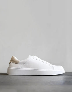 Fade Essential White Leather Sneakers: Premium Comfort, Italian Rubber Sole, Timeless Style