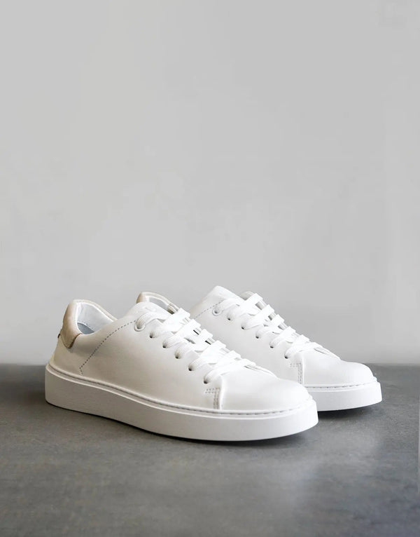 Fade Essential White Leather Sneakers: Premium Comfort, Italian Rubber Sole, Timeless Style