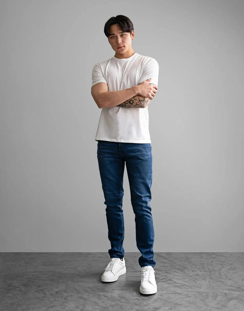 Fade Essential White T-Shirt: Soft Cotton Blend, Slim Fit, Everyday Comfort