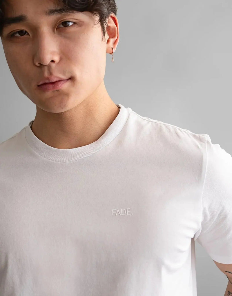 Fade Essential White T-Shirt: Soft Cotton Blend, Slim Fit, Everyday Comfort