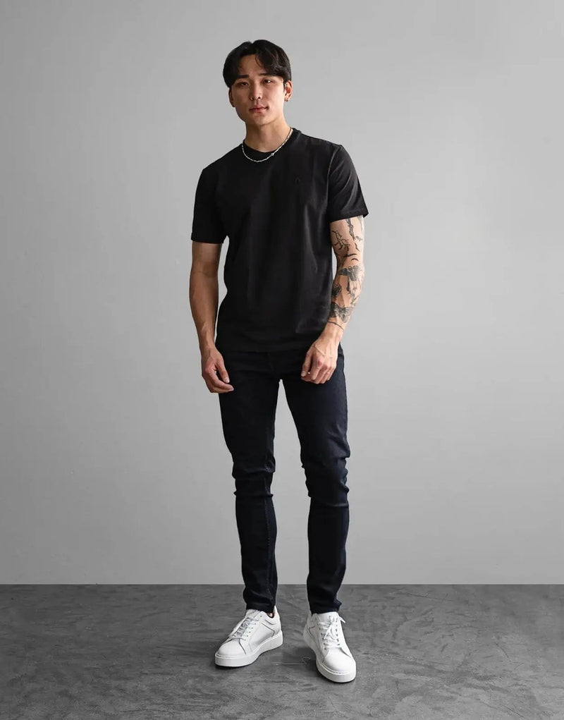 Premium Slim Fit Black T-Shirt for Men - Soft Cotton Blend Fabric