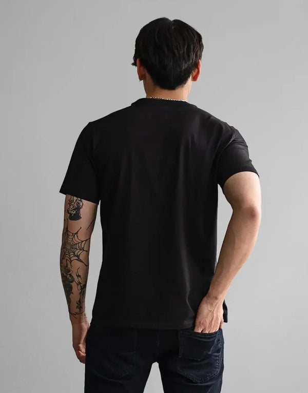 Premium Slim Fit Black T-Shirt for Men - Soft Cotton Blend Fabric
