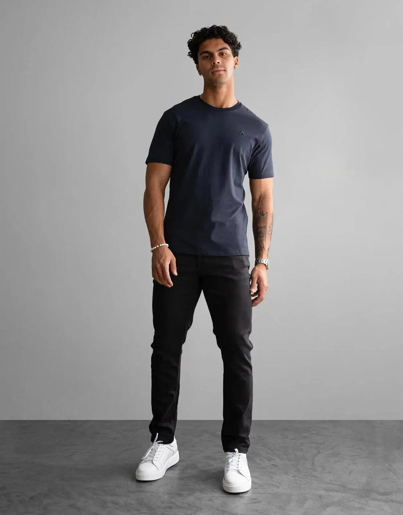 Fade Icon Navy Blue T-Shirt: Premium Cotton Blend, Slim Fit, Everyday Essential