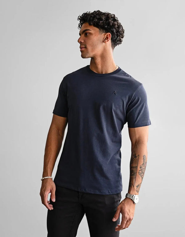 Fade Icon Navy Blue T-Shirt: Premium Cotton Blend, Slim Fit, Everyday Essential