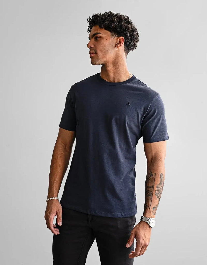 Fade Icon Navy Blue T-Shirt: Premium Cotton Blend, Slim Fit, Everyday Essential