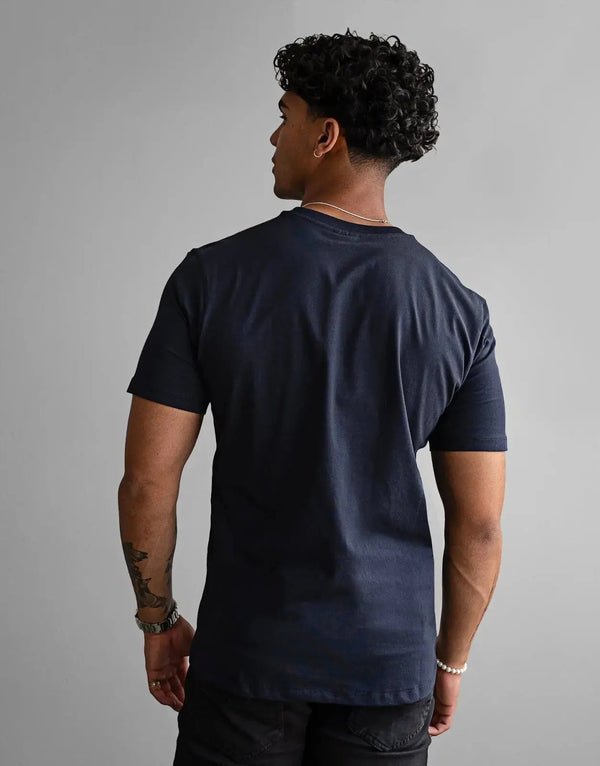 Fade Icon Navy Blue T-Shirt: Premium Cotton Blend, Slim Fit, Everyday Essential