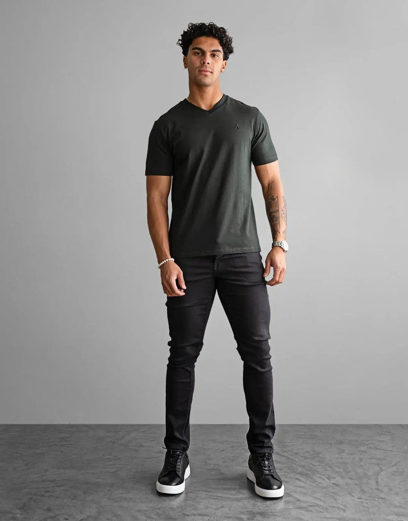 Fade Men's Premium Green V-Neck T-Shirt: Slim Fit Cotton Blend