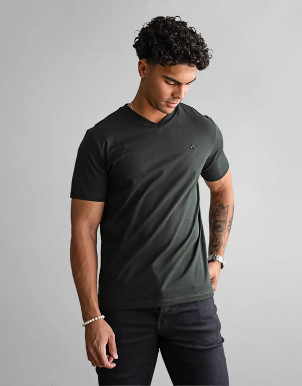 Fade Men's Premium Green V-Neck T-Shirt: Slim Fit Cotton Blend