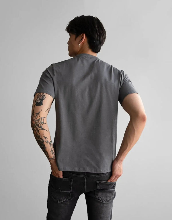 Fade Icon V-Neck Grey T-Shirt: Premium Slim Fit Cotton Blend Tee