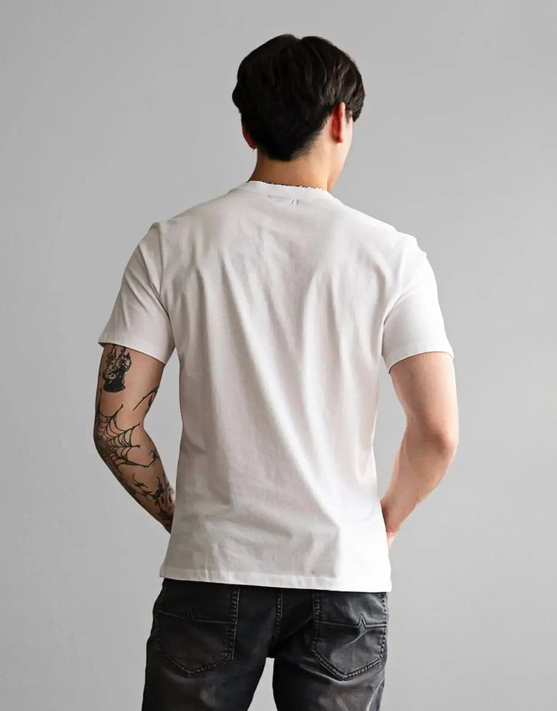 Premium Fade Icon V-Neck White T-Shirt: Slim Fit Cotton Blend Comfort