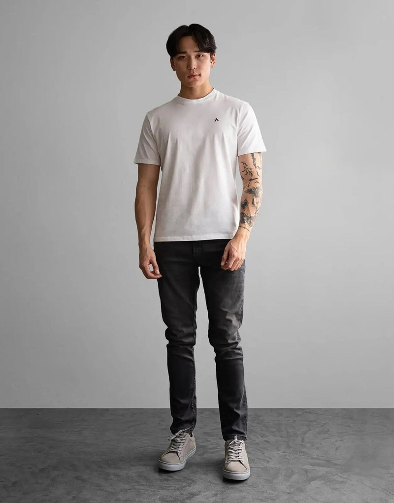 Fade Icon Men's White Slim Fit Cotton Elastane Crew Neck T-Shirt