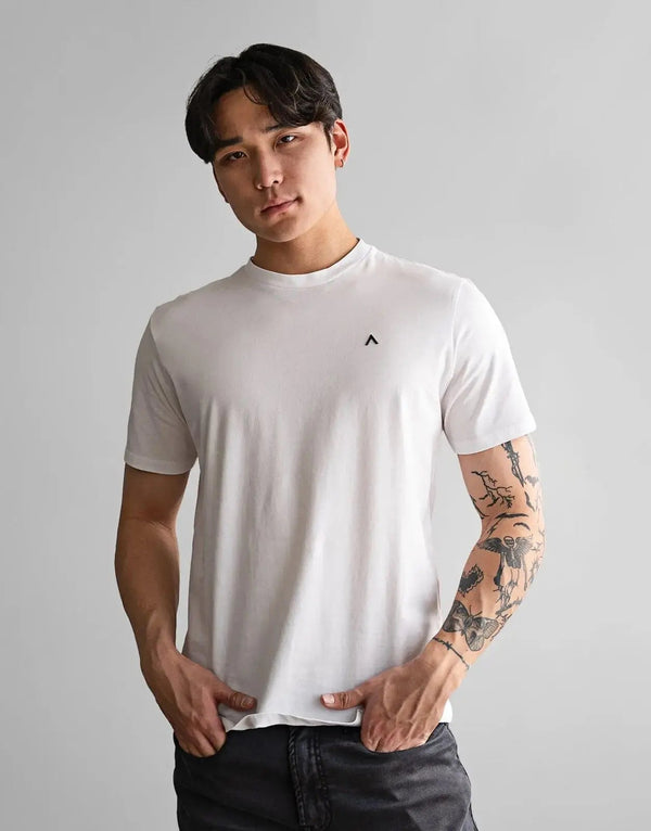 Fade Icon Men's White Slim Fit Cotton Elastane Crew Neck T-Shirt