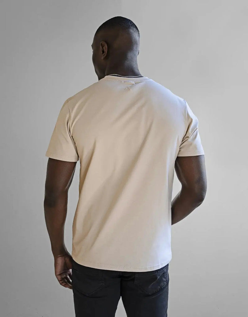 Fade Iconic Badge Stone T-Shirt: Premium Cotton Spandex Blend, Modern Fit Comfort