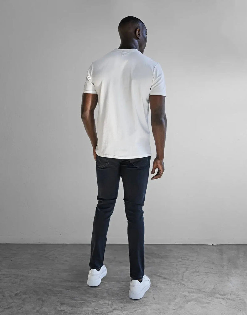 Fade Iconic Badge Pure White Cotton Spandex Men's Crew Neck T-Shirt