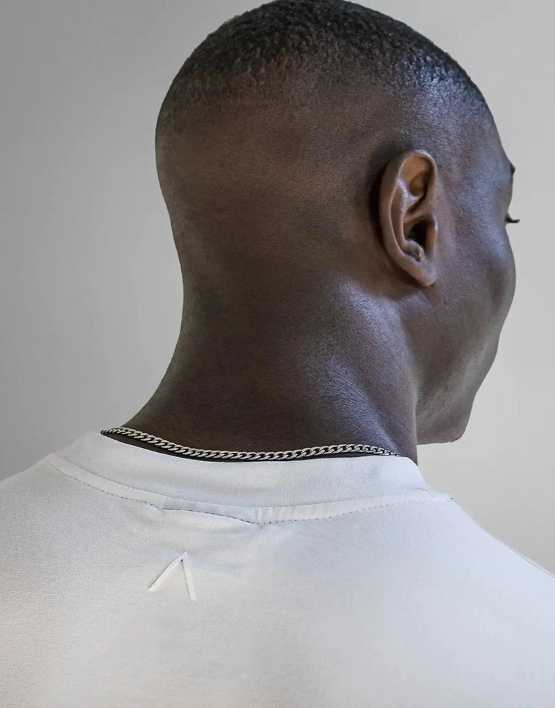 Fade Iconic Badge Pure White Cotton Spandex Men's Crew Neck T-Shirt