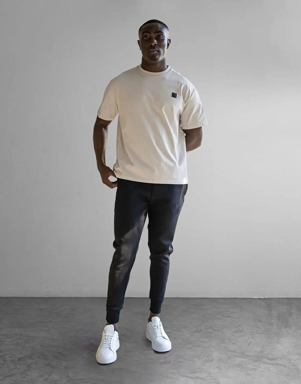 Premium Cotton Boxy Stone T-Shirt for Men, Iconic Logo, Relaxed Fit