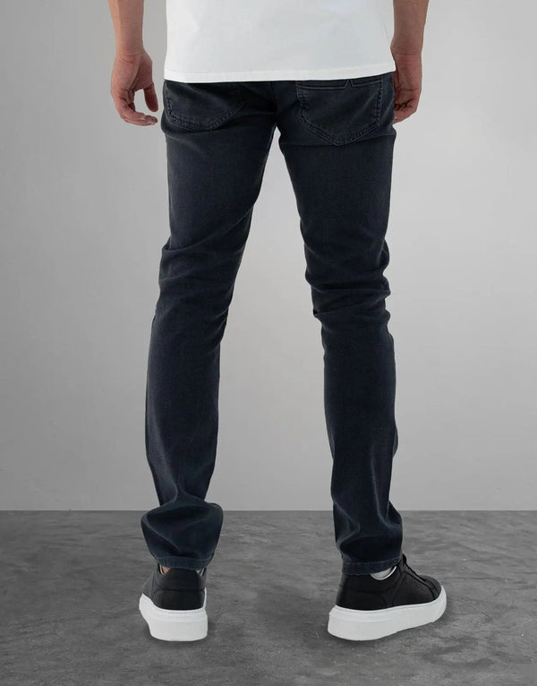 Fade Iconic Men's Slim Fit Carbon Charcoal Stretch Denim Jeans