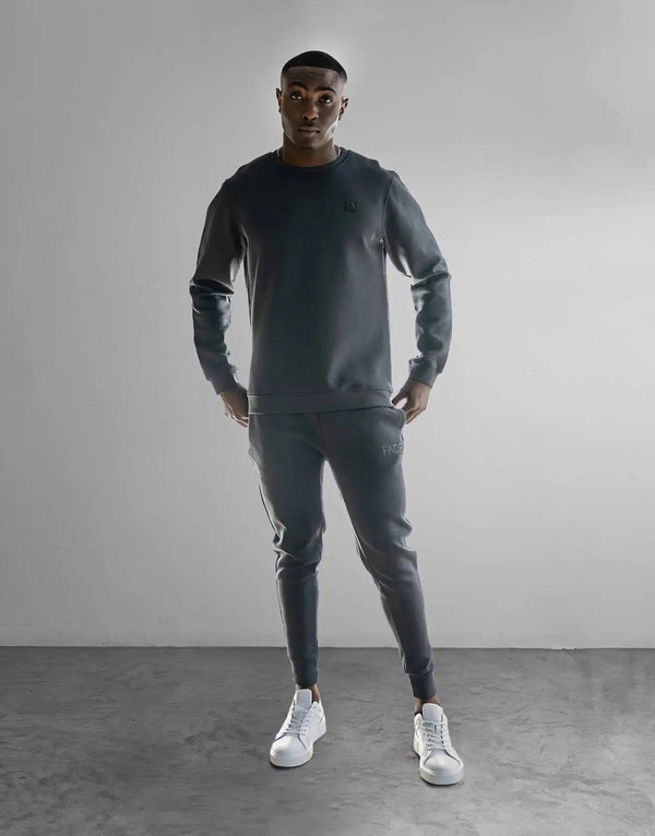 Fade Iconic Men's Premium Stretch Cotton Blend Crewneck Sweatshirt - Grey