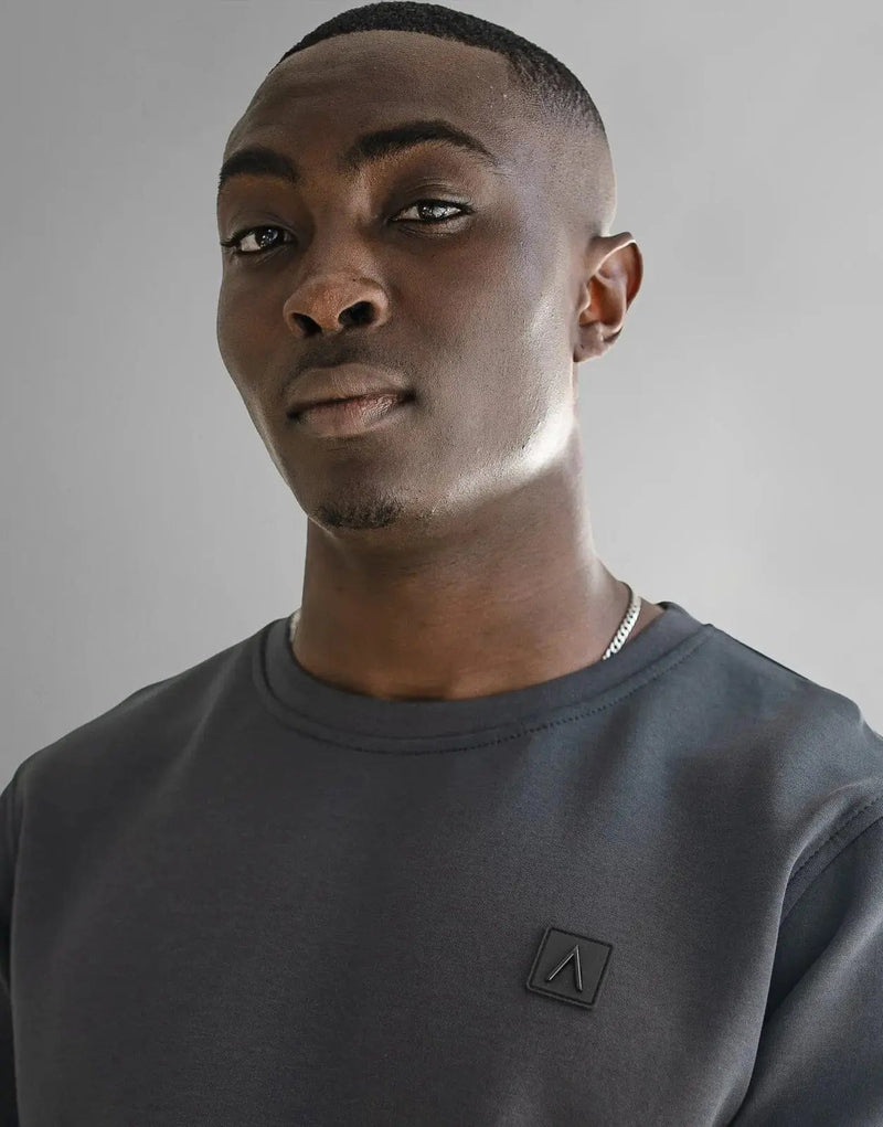 Fade Iconic Men's Premium Stretch Cotton Blend Crewneck Sweatshirt - Grey