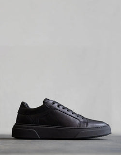 Fade Iconic II Black Leather Sneakers - Premium Italian Sole, Men's Low-Top